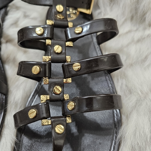 Tory Burch Jelly Vaughn Black Gladiator Sandals Sz 7.5 - Picture 3 of 9